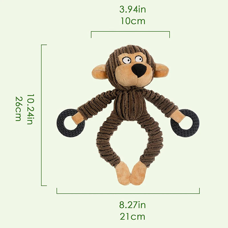 Brinquedo de Pelúcia com Apito para Filhotes – Macaquinho Interativo | Ideal para Mordida, Treinamento e Alívio da Dentição